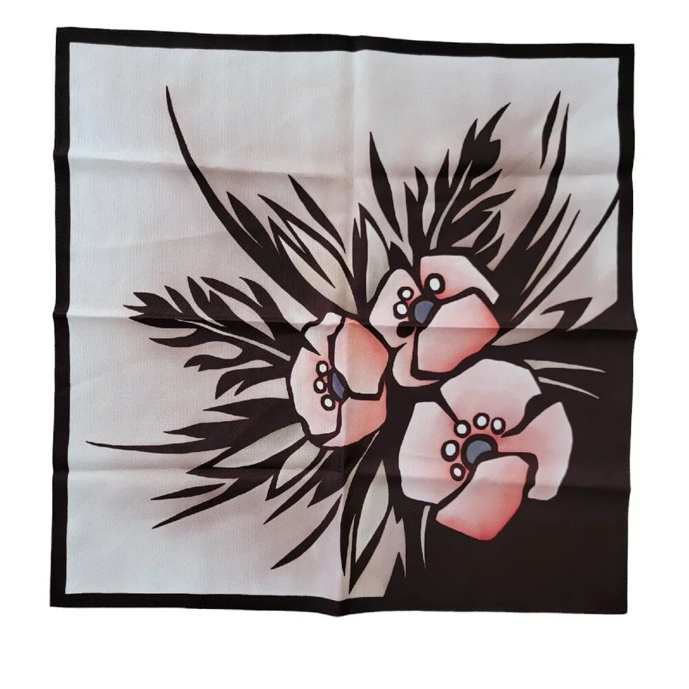 Beautiful‎ SCARF Floral Tropical Pink Flowers Vibrant Colors 19 Square